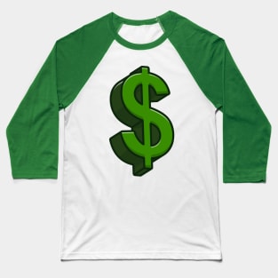 Dollar Sign Cartoon Baseball T-Shirt